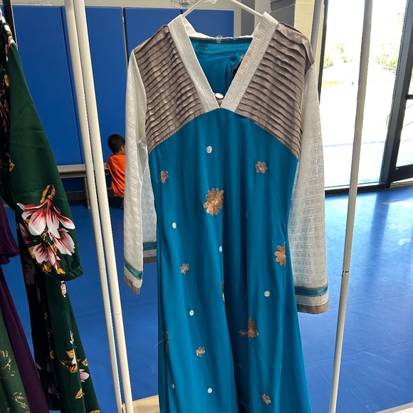 White and Blue Indian Dress - Picture 1 of 1
